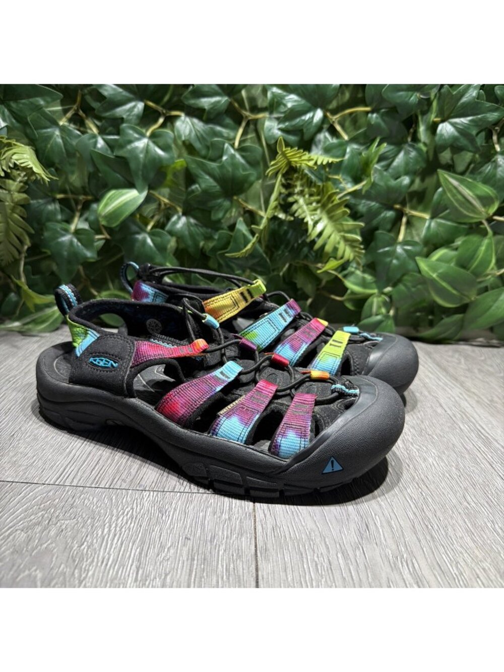 KEEN Waterproof Sandals Rainbow Tie Dye Adjustable Cord Women's Size 6.5